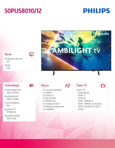 Telewizor LED 50 cali 50PUS8010/12 Telewizor LED 50 cali 50PUS8010/12
