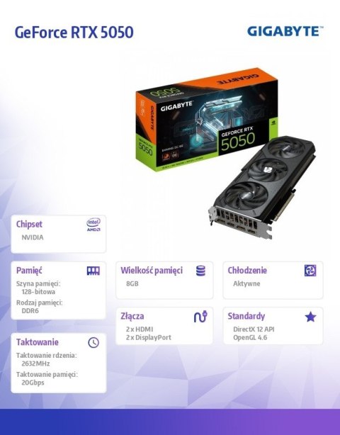 Karta graficzna GeForce RTX 5050 8G GAMING OC 8GB GDDR6 128BIT 2DP/2HDMI Karta graficzna GeForce RTX 5050 8G GAMING OC 8GB GDDR6 128BIT 2DP/2HDMI