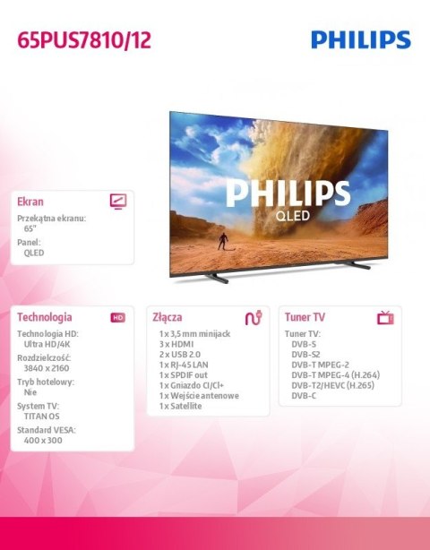 Telewizor QLED 65 cali 65PUS7810/12 Telewizor QLED 65 cali 65PUS7810/12