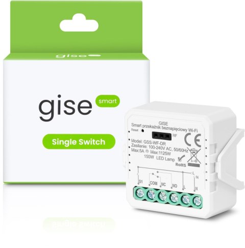 GISE Smart Pojedynczy moduł przekaźnikowy bezpotencjałowy WiFi | Tuya | GSS-WF-DR GISE Smart Pojedynczy moduł przekaźnikowy bezpotencjałowy WiFi | Tuya | GSS-WF-DR
