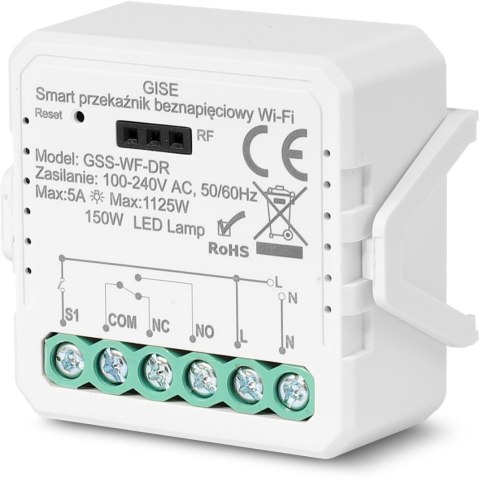GISE Smart Pojedynczy moduł przekaźnikowy bezpotencjałowy WiFi | Tuya | GSS-WF-DR GISE Smart Pojedynczy moduł przekaźnikowy bezpotencjałowy WiFi | Tuya | GSS-WF-DR