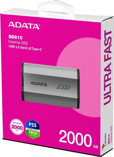 Dysk SSD Adata SD810 External 2TB USB3.2 srebrny Dysk SSD Adata SD810 External 2TB USB3.2 srebrny