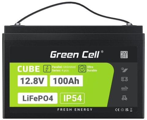 AKUMULATOR LITOWO-ŻELAZOWO-FOSFORANOWY LiFePO4 Green Cell Cube 12.8V 100Ah LFPGC12V100AH AKUMULATOR LITOWO-ŻELAZOWO-FOSFORANOWY LiFePO4 Green Cell Cube 12.8V 100Ah LFPGC12V100AH