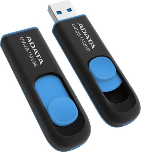 Adata Pendrive UV128 512GB USB 3.2 Gen1 czarno - niebieski Adata Pendrive UV128 512GB USB 3.2 Gen1 czarno - niebieski