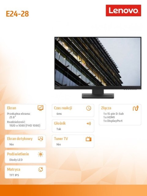 Monitor 23.8 ThinkVision E24-28 LCD 62B6MAT3EU (bez Tiny support) Monitor 23.8 ThinkVision E24-28 LCD 62B6MAT3EU (bez Tiny support)