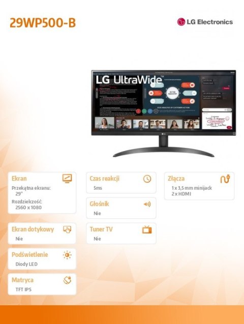Monitor 29WP500-B 29 cali UltraWide FHD HDR Freesync Monitor 29WP500-B 29 cali UltraWide FHD HDR Freesync
