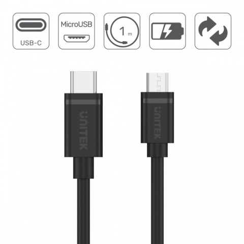Kabel USB TYP-C DO microUSB 2.0; 1m; Y-C473BK Kabel USB TYP-C DO microUSB 2.0; 1m; Y-C473BK