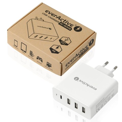 Ładowarka sieciowa 3xUSB, USB-C PD 60,5W, szybkie ładowanie Ładowarka sieciowa 3xUSB, USB-C PD 60,5W, szybkie ładowanie