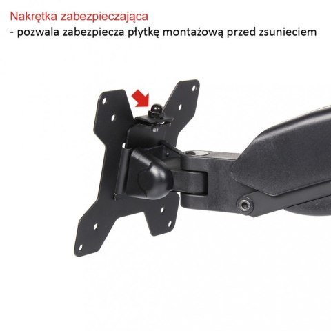 Uchwyt ścienny na sprężynie gazowej do 1 monitora LED/LCD 13-27 cali L-12GW Uchwyt ścienny na sprężynie gazowej do 1 monitora LED/LCD 13-27 cali L-12GW