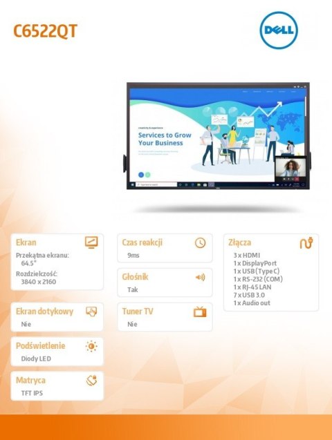 Monitor C6522QT 64.5 cali Touch LED UHD 4K (3840x2160) /16:9/3xHDMI/DP/USB-C/7xUSB 3.1/RS 232/RJ45 Monitor C6522QT 64.5 cali Touch LED UHD 4K (3840x2160) /16:9/3xHDMI/DP/USB-C/7xUSB 3.1/RS 232/RJ45