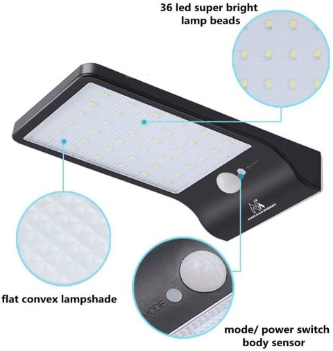Solarna lampa LED z czujnikiem IP65 MCE444 Solarna lampa LED z czujnikiem IP65 MCE444