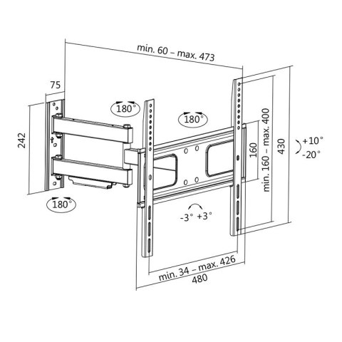 Uchwyt ścienny LCD/LED VESA, 32-55', max. 50kg Uchwyt ścienny LCD/LED VESA, 32-55', max. 50kg