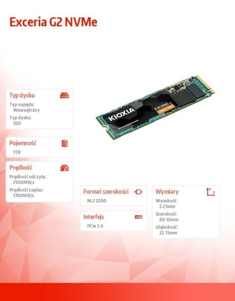 Dysk SSD Exceria G2 1TB NVMe 2100/1700MB/s Dysk SSD Exceria G2 1TB NVMe 2100/1700MB/s