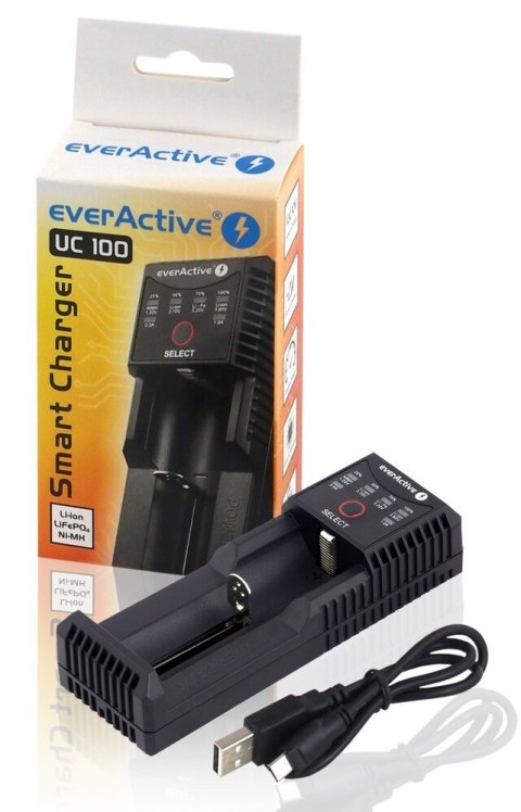 Ładowarka akumulatorowa UC-100 do akumulatorów Li-ion oraz NI-MHZ funkcja powerbanku Ładowarka akumulatorowa UC-100 do akumulatorów Li-ion oraz NI-MHZ funkcja powerbanku