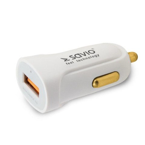 Ładowarka samochodowa Quick Charge 3.0A, biała, SA-05/W Ładowarka samochodowa Quick Charge 3.0A, biała, SA-05/W