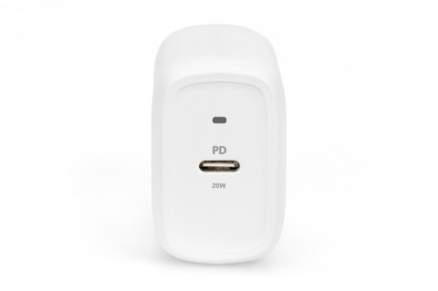 Ładowarka sieciowa zasilacz 1x USB-C PD 3.0 max. 20W LED Biała Ładowarka sieciowa zasilacz 1x USB-C PD 3.0 max. 20W LED Biała