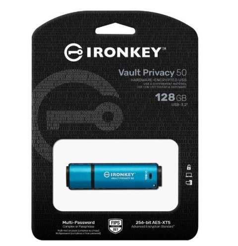 Pendrive 128GB IronKey Vault Privacy 50 AES-256 FIPS-197 Pendrive 128GB IronKey Vault Privacy 50 AES-256 FIPS-197