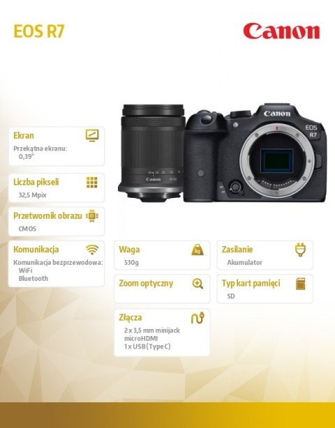 Aparat bezlusterkowy EOS R7 + RF-S 18-150mm 5137C010 Aparat bezlusterkowy EOS R7 + RF-S 18-150mm 5137C010