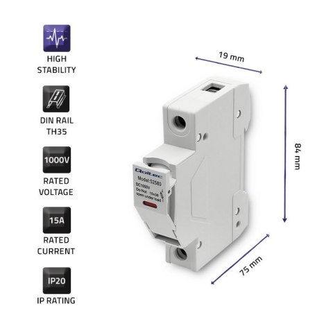 Podstawa bezpiecznikowa z diodą + bezpiecznik DC | 1P | 1000V | 15A | 10x38 | solar Podstawa bezpiecznikowa z diodą + bezpiecznik DC | 1P | 1000V | 15A | 10x38 | solar