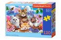 Puzzle 120 elementów Kotki w kwiatkach