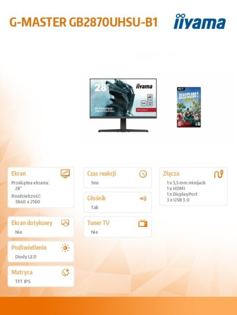 Monitor 28 cali GB2870UHSU-B1 + Gra Dead Island 2 PC Monitor 28 cali GB2870UHSU-B1 + Gra Dead Island 2 PC
