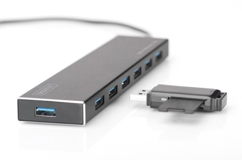 HUB/Koncentrator 7-portowy USB 3.0 SuperSpeed, aktywny, aluminium HUB/Koncentrator 7-portowy USB 3.0 SuperSpeed, aktywny, aluminium