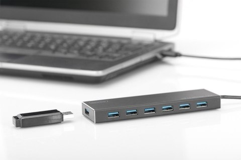 HUB/Koncentrator 7-portowy USB 3.0 SuperSpeed, aktywny, aluminium HUB/Koncentrator 7-portowy USB 3.0 SuperSpeed, aktywny, aluminium