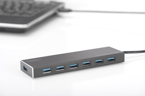 HUB/Koncentrator 7-portowy USB 3.0 SuperSpeed, aktywny, aluminium HUB/Koncentrator 7-portowy USB 3.0 SuperSpeed, aktywny, aluminium