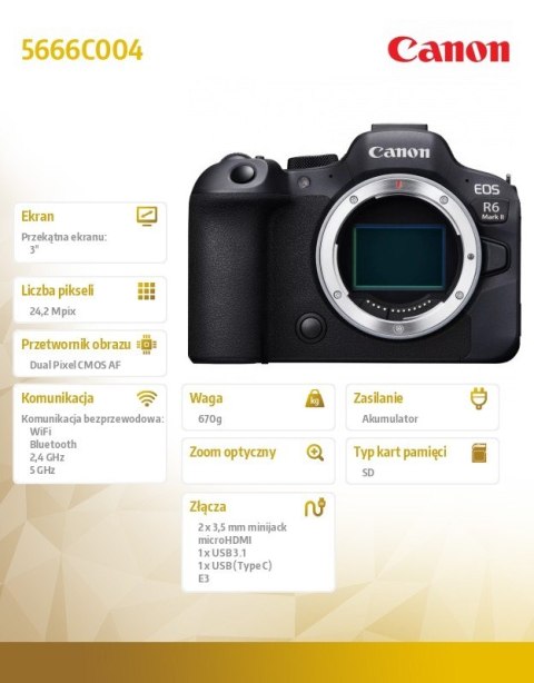 Aparat bezlusterkowy EOS R6 Mark II 5666C004 V5 + Obiektyw RF 16mm F2.8 STM 5051C005 Aparat bezlusterkowy EOS R6 Mark II 5666C004 V5 + Obiektyw RF 16mm F2.8 STM 5051C005