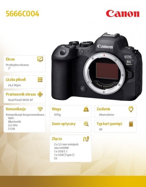 Aparat bezlusterkowy EOS R6 Mark II 5666C004 V5 + Obiektyw RF 50mm F1.8 STM 4515C005 Aparat bezlusterkowy EOS R6 Mark II 5666C004 V5 + Obiektyw RF 50mm F1.8 STM 4515C005