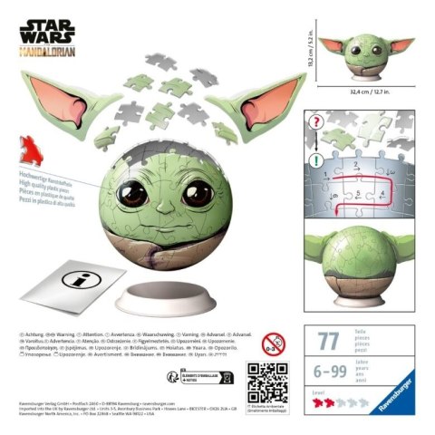 Puzzle 72 elementów 3D Kula Star Wars Grogu Puzzle 72 elementów 3D Kula Star Wars Grogu