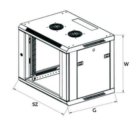 Szafka wisząca rack 6U 600x600 czarna szklane drzwi Szafka wisząca rack 6U 600x600 czarna szklane drzwi