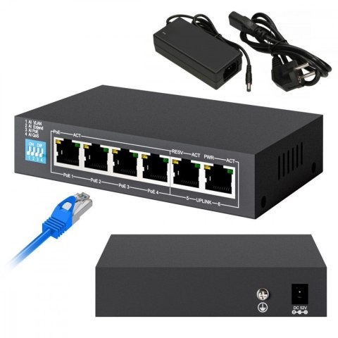 Switch KRIOS PoE 4x Gigabit PoE/PoE+, 2x RJ45 Uplink Gigabit, 60W Switch KRIOS PoE 4x Gigabit PoE/PoE+, 2x RJ45 Uplink Gigabit, 60W