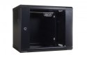 Szafa sieciowa wisząca 19 cali 9U rack 600x600, drzwi szyba, niedzielona, niezłożona, Czarna
