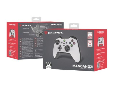Gamepad Genesis Mangan 400 bezprzewodowy do PC/Switch/Mobile Biały Gamepad Genesis Mangan 400 bezprzewodowy do PC/Switch/Mobile Biały