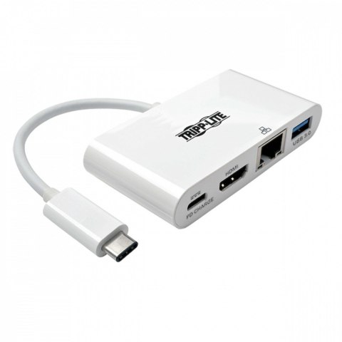 Wieloportowy adapter USB-C HDMI, port USB 3.2 Gen 1, Gigabit Ethernet, ładowanie PD 60 W, HDCP U444-06N-HGU-C Biały Wieloportowy adapter USB-C HDMI, port USB 3.2 Gen 1, Gigabit Ethernet, ładowanie PD 60 W, HDCP U444-06N-HGU-C Biały