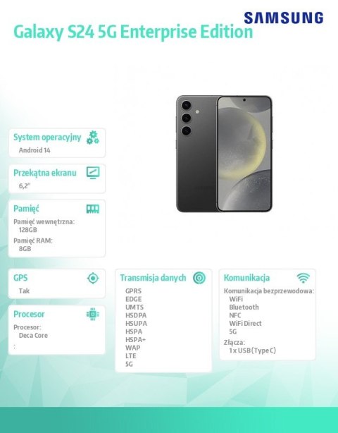 Smartfon Galaxy S24 5G 8/128GB Enterprise Edition czarny Smartfon Galaxy S24 5G 8/128GB Enterprise Edition czarny