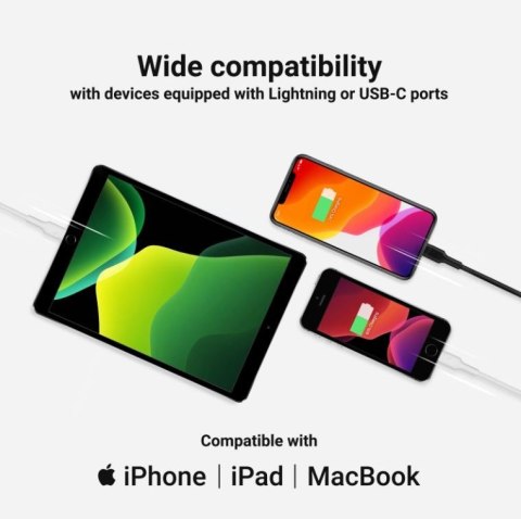 Kabel PowerStream USB-C do Lightning 1m MFI, PD, biały Kabel PowerStream USB-C do Lightning 1m MFI, PD, biały