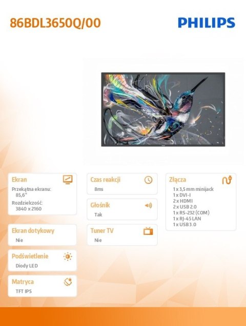 Monitor 86BDL3650Q 86 cali Public Display Monitor 86BDL3650Q 86 cali Public Display