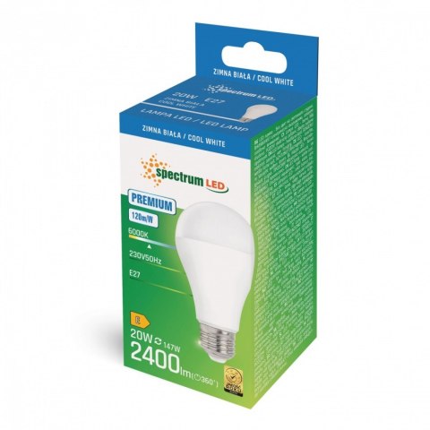 Żarówka LED GLS E27 20W CW 6000K 2300lm 230V Żarówka LED GLS E27 20W CW 6000K 2300lm 230V