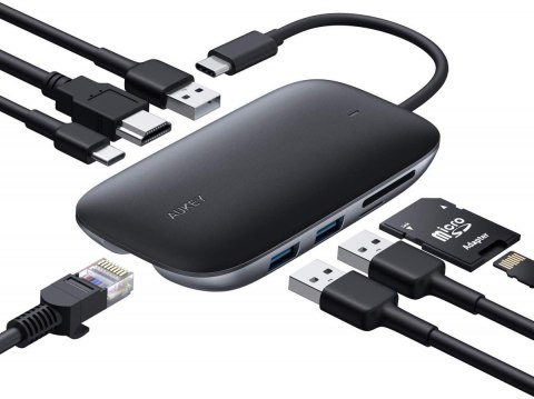 CB-C71 aluminiowy HUB USB-C | 8w1 | RJ45 Ethernet 10/100/1000Mbps | 3xUSB 3.1 | HDMI 4k@30Hz | SD i microSD | USB-C Power Delive CB-C71 aluminiowy HUB USB-C | 8w1 | RJ45 Ethernet 10/100/1000Mbps | 3xUSB 3.1 | HDMI 4k@30Hz | SD i microSD | USB-C Power Delive
