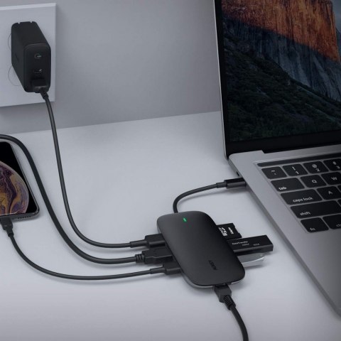 CB-C71 aluminiowy HUB USB-C | 8w1 | RJ45 Ethernet 10/100/1000Mbps | 3xUSB 3.1 | HDMI 4k@30Hz | SD i microSD | USB-C Power Delive CB-C71 aluminiowy HUB USB-C | 8w1 | RJ45 Ethernet 10/100/1000Mbps | 3xUSB 3.1 | HDMI 4k@30Hz | SD i microSD | USB-C Power Delive