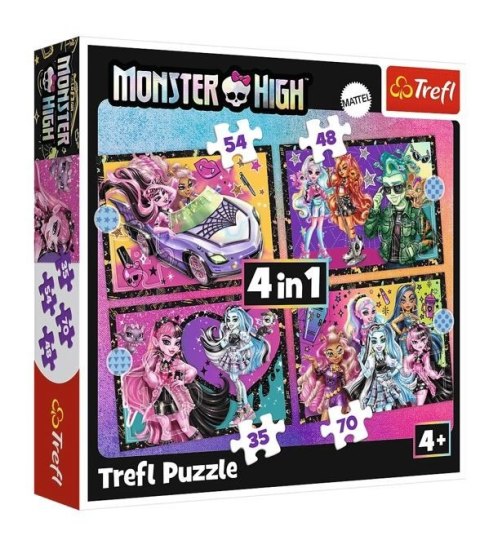Puzzle 4w1 Monster High Elektryzujący dzień