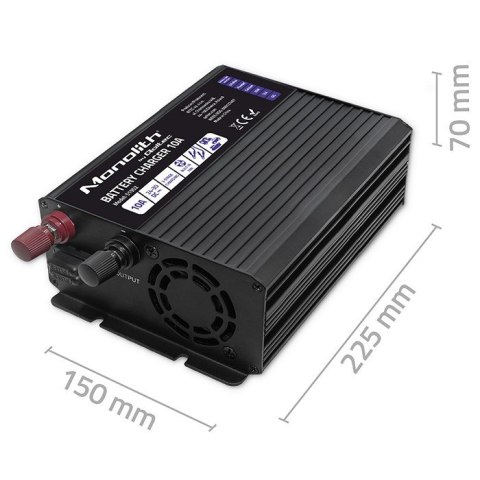 Inteligentna ładowarka Monolith do akumulatorów LiFePO4 AGM GEL SLA | 10A | 24V Inteligentna ładowarka Monolith do akumulatorów LiFePO4 AGM GEL SLA | 10A | 24V