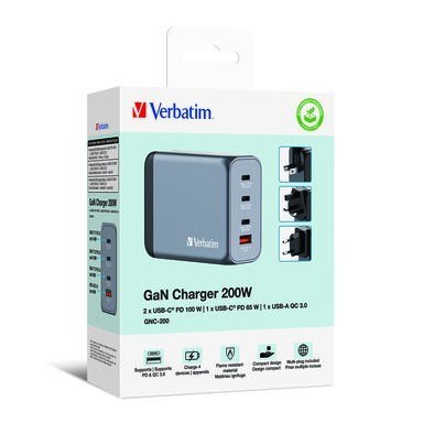 Ładowarka GNC-200 32204 GaN 200W, PD 3.0, QC 3.0, 3x USB-C, 1x USB-A, UE/UK Ładowarka GNC-200 32204 GaN 200W, PD 3.0, QC 3.0, 3x USB-C, 1x USB-A, UE/UK