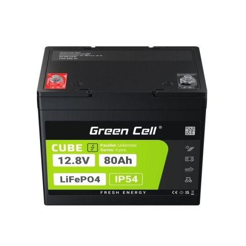 Akumulator CUBE LiFePO4 80Ah 12V/12.8V 1024Wh Akumulator CUBE LiFePO4 80Ah 12V/12.8V 1024Wh