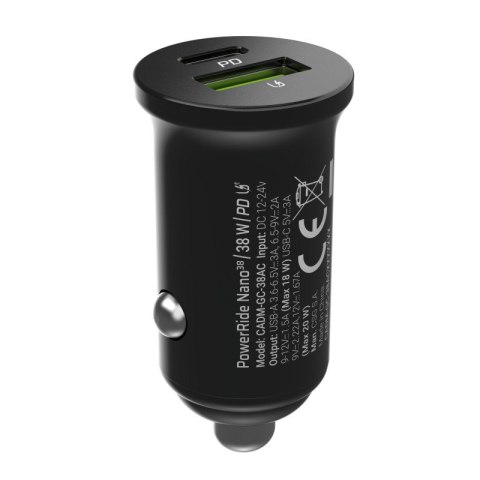 Ładowarka samochodowa PowerRide Nano38 38W 6A 1xUSB-C,1xUSB-A Ładowarka samochodowa PowerRide Nano38 38W 6A 1xUSB-C,1xUSB-A
