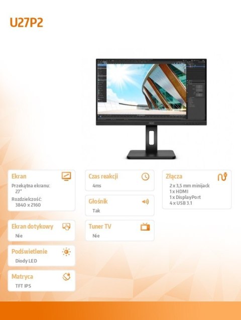 Monitor U27P2 27 IPS 4k HDMI DP USB Pivot Monitor U27P2 27 IPS 4k HDMI DP USB Pivot