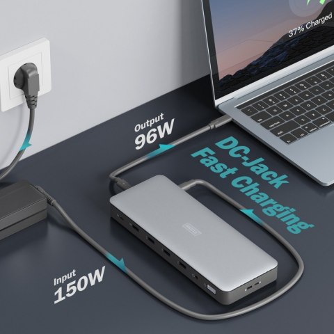 Stacja dokująca USB-C 13 portowa, max. 4K/60Hz z HDR, HDMI, DP, max. 3 monitory (MST), USB-C 3.2 Gen2, Gigabit Ethernet (max. 2. Stacja dokująca USB-C 13 portowa, max. 4K/60Hz z HDR, HDMI, DP, max. 3 monitory (MST), USB-C 3.2 Gen2, Gigabit Ethernet (max. 2.