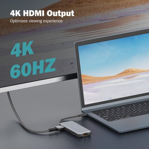 Stacja dokująca USB-C 7 portowa, max. 4K/60Hz z HDR, HDMI, USB-A 3.2 Gen2, Gigabit Ethernet, SD/Micro SD, PD 100W Stacja dokująca USB-C 7 portowa, max. 4K/60Hz z HDR, HDMI, USB-A 3.2 Gen2, Gigabit Ethernet, SD/Micro SD, PD 100W